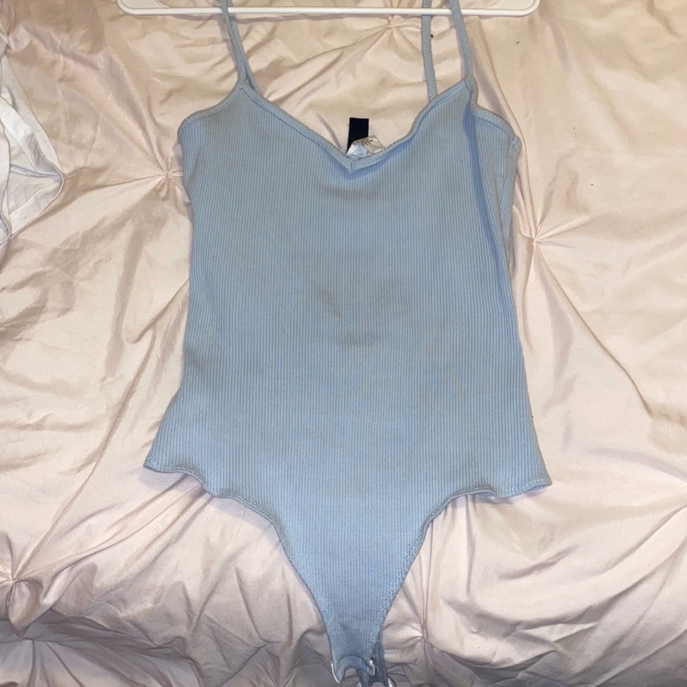 baby blue tank top bodysuit
